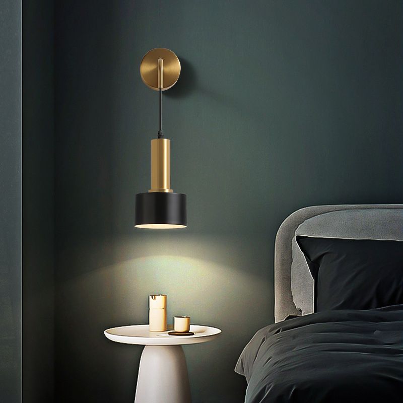 1 Licht lineare und halbe Zylinder Wandleuchte moderne einfache Stilbeleuchtung in Gold