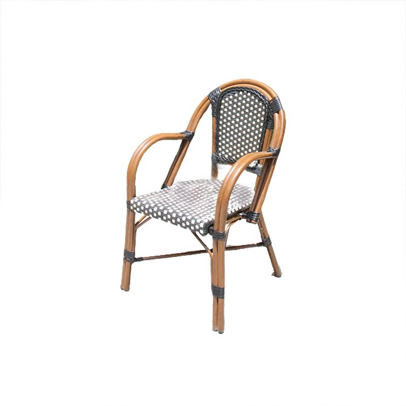 Stacking Armchair Tropical Rattan Dining Armchair with Upholstered