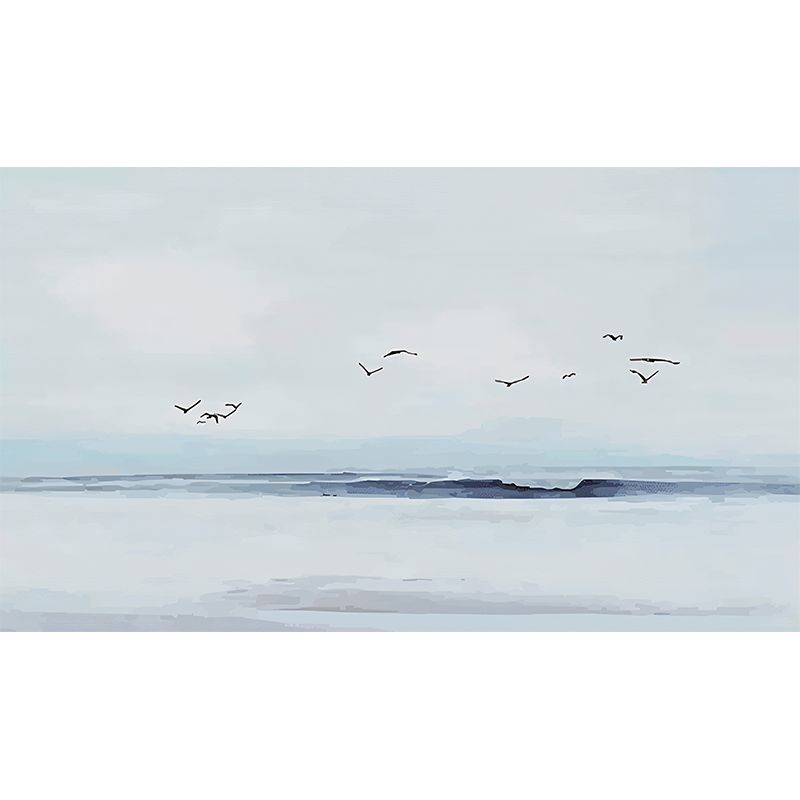 Seagull Wall Decor in Blue and White, Contemporary Mural Wallpaper for Guest Room