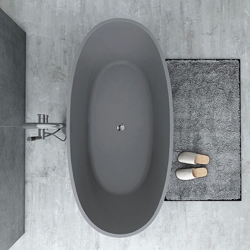 Modern Soaking Freestanding Bath Tub Stone Oval Bathtub with Overflow Trim