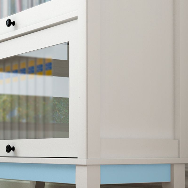 Manufactured Wood Standard Bookcase Vertical Bookcase with Glass Doors