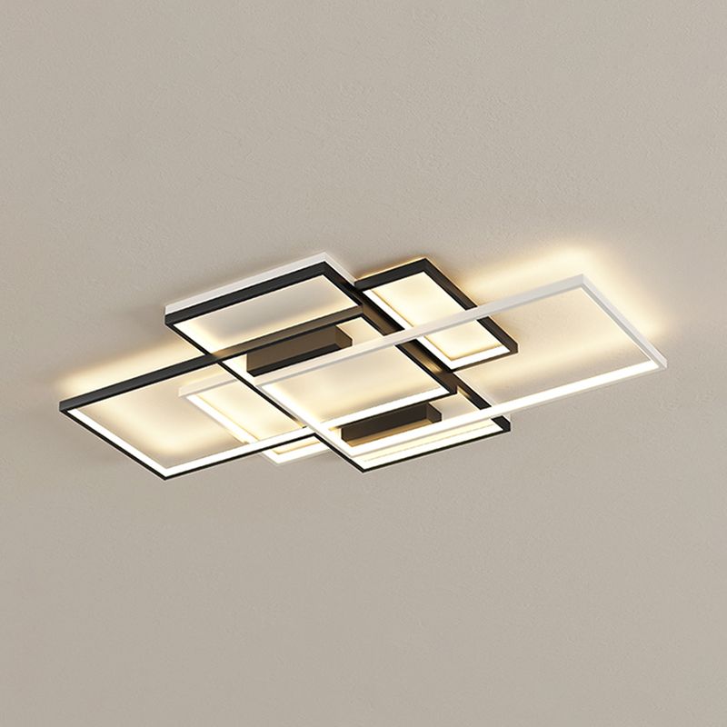 Moderno rettangolo a filo lampada metallica 5 lampade a montaggio a filo chiaro in bianco e nero