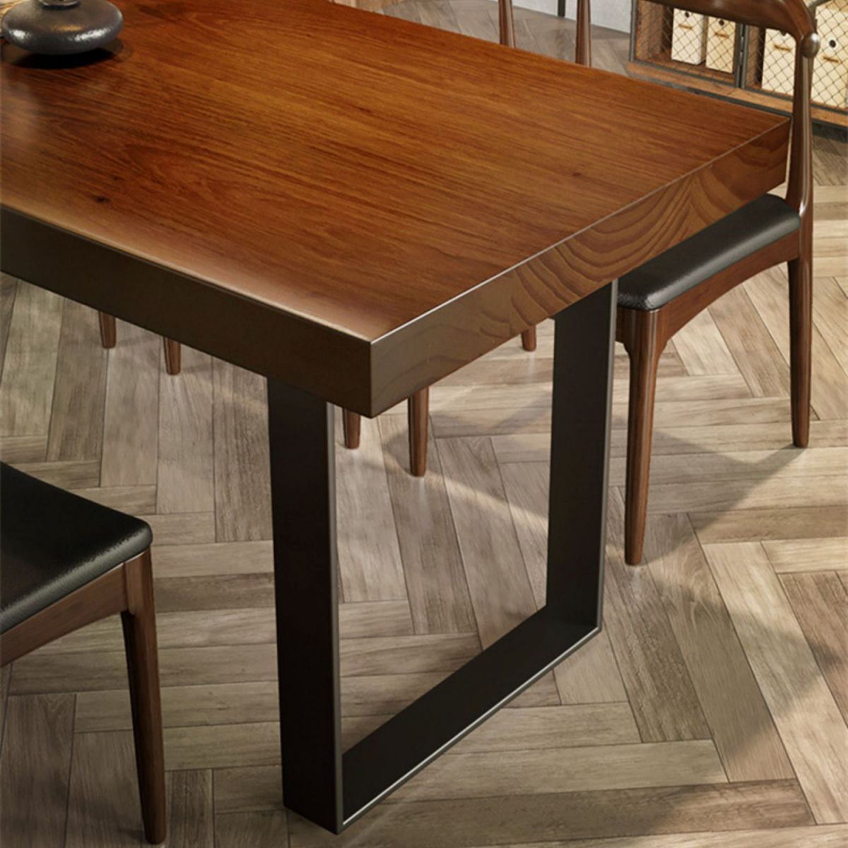 Industrial 1/5/7 Pieces Dining Set Rectangle Pine Wood Dining Table for Dining Room