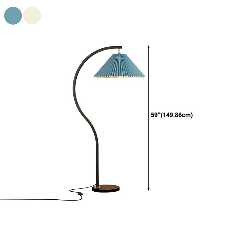 1-Light Nordic Style Floor Lamp Burlap Shade Floor Light for Living Room