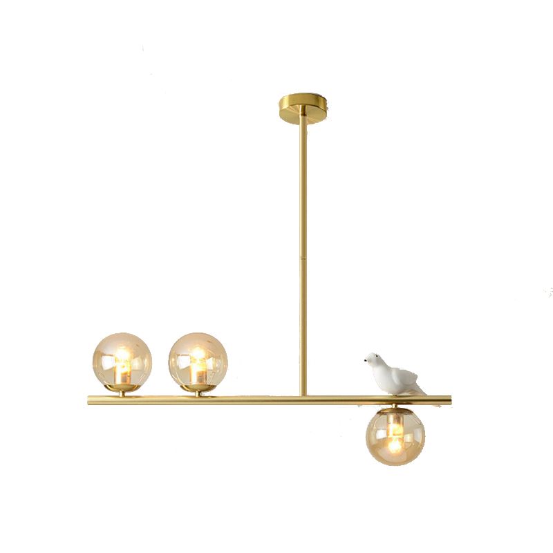 Contemporary Globe Glass Hanging Pendant Lights in Gold for Dining Room