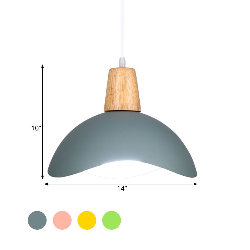Golvende koepelhangende verlichting macaron ijzer 1-licht roze/geel/groene afwerking slinger lamp voor eetkamer