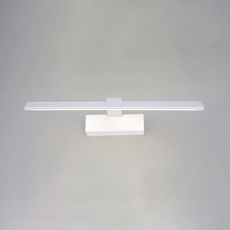 Linear Metal Wall Sconce Modern 1 Light Mirror Wall Mount Light Fixture in White