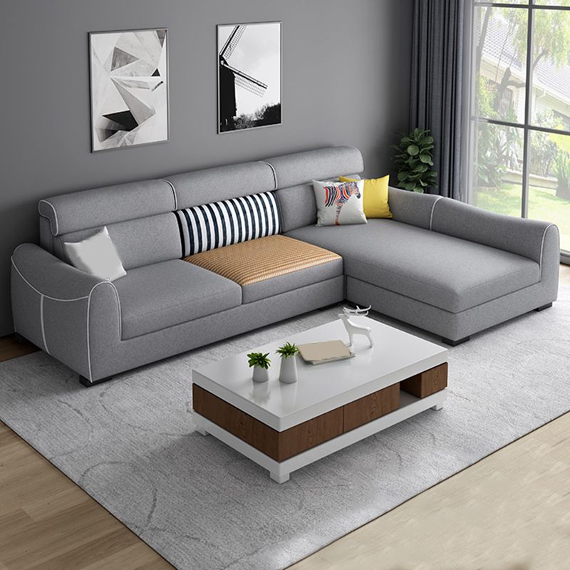 Contemporary Sewn Pillow Back Sofa & Chaise Square Tufted Sofa