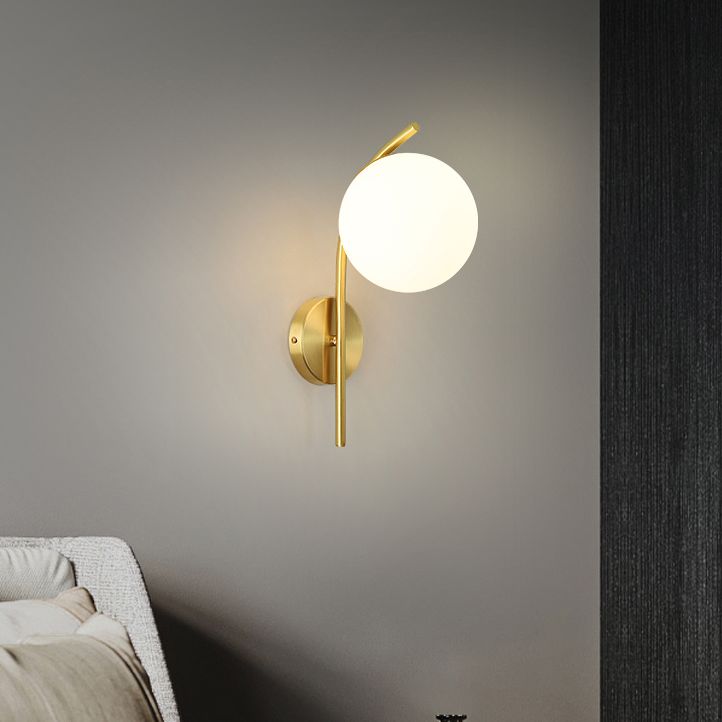 Iluminación minimalista de la pared iluminación de pared esférica blanca luz montada con sombra de vidrio