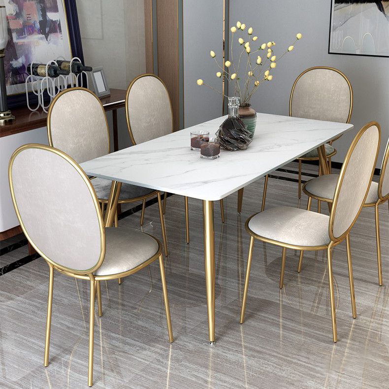 Metal Traditional Luxury Rectangle Indoor Table Sintered Stone Table with Legs