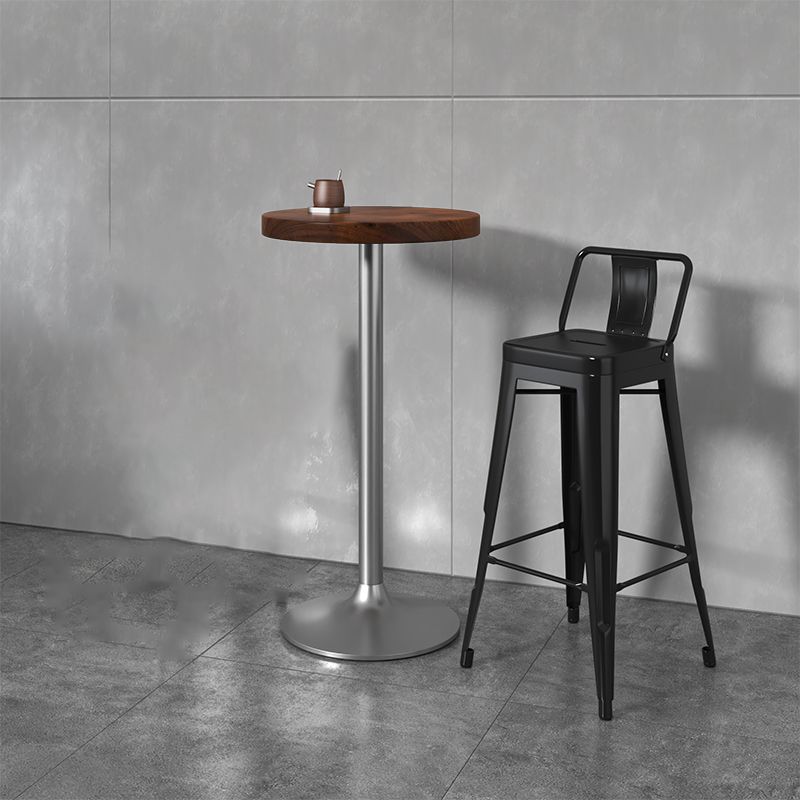 Modern Armless Square Bar Chair Low Back Bar Stool with Metal Legs