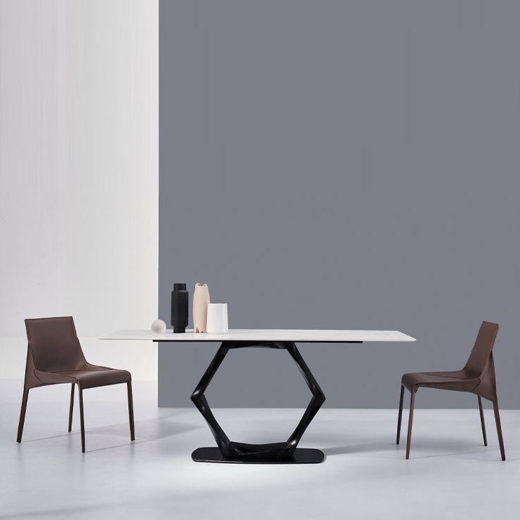 Silla de cuero para el hogar estilo diseñador, acabado mate, silla lateral de comedor Parsons