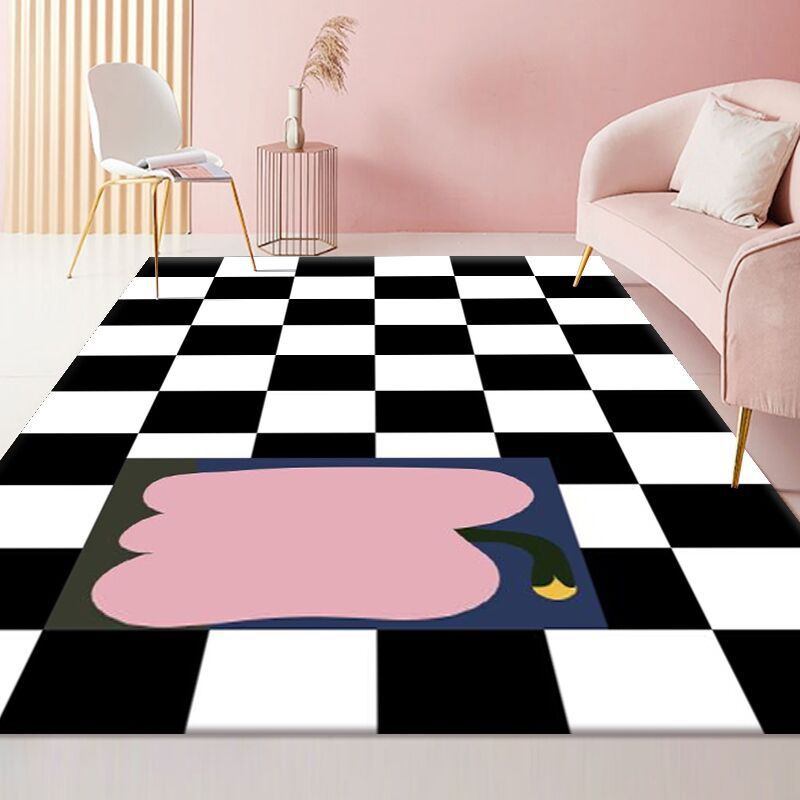 Lattice Pattern Rug Modern Style Rectangle Stain Resistant Shape Rug for Home Decor