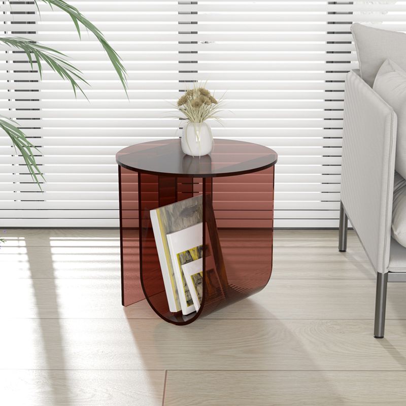 Modern Acrylic End Slide Table Round Corner Table with Storage