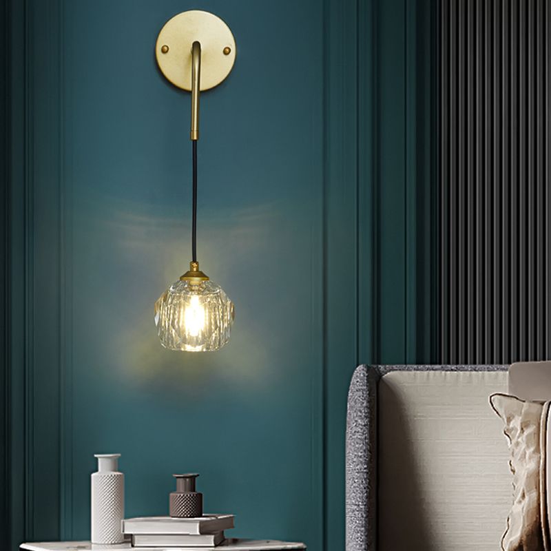 Lámpara de luz de pared de pared de pared de cristal contemporánea de 1 linda para dormitorio