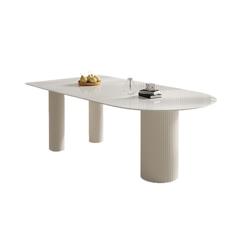 Free Form Stone Top Dining Table for Home Contemporary White Dinette Table