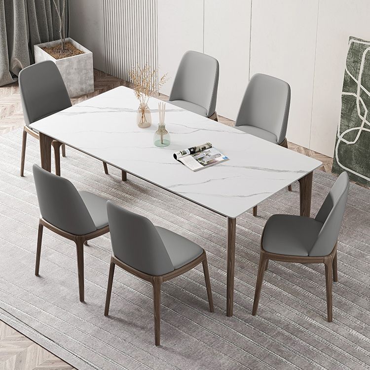 1/4/5/7 Pcs Walnut Wood Modern Dining Set with Sintered Stone Table Dinette Set