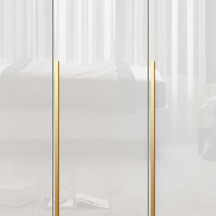 Hinged Wardrobe Cabinet with Garment Rod Modern Storage Cabinet