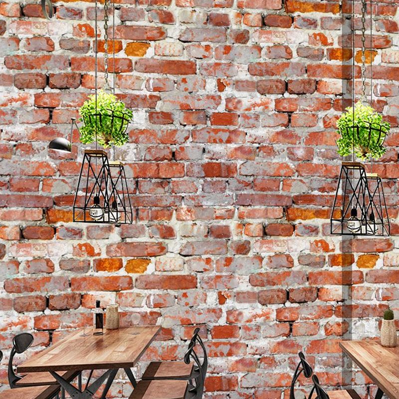 Rustic Aged Brick Look Wallpaper Panel Set Red-Brown Bedroom Wall Art, 8.6-sq ft, Self Sticking