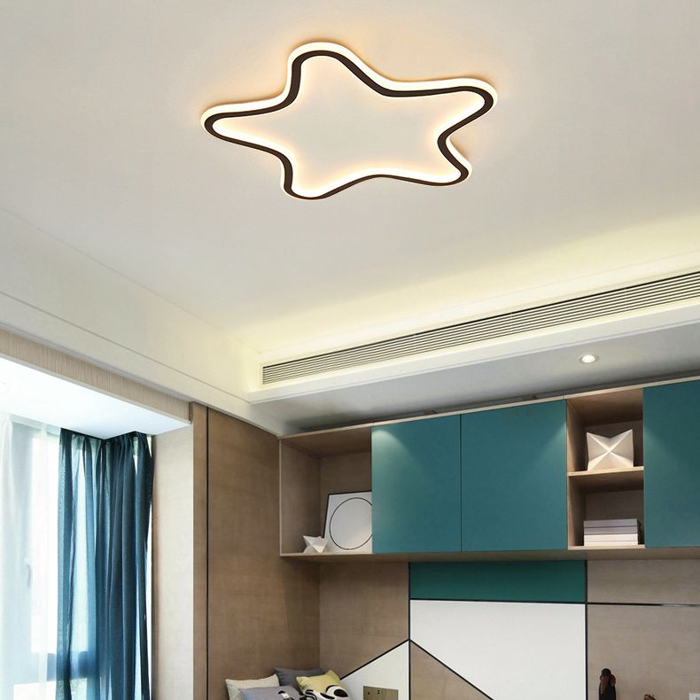 Plafonnier encastré en forme d'étoile en métal, style moderne, éclairage encastré à 1 lumière en noir