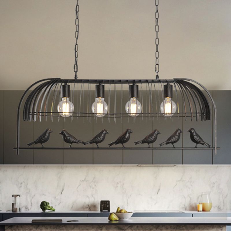 Bird Cage Dining Room Ceiling Suspension Light Farmhouse Metal Hanging Light over Island