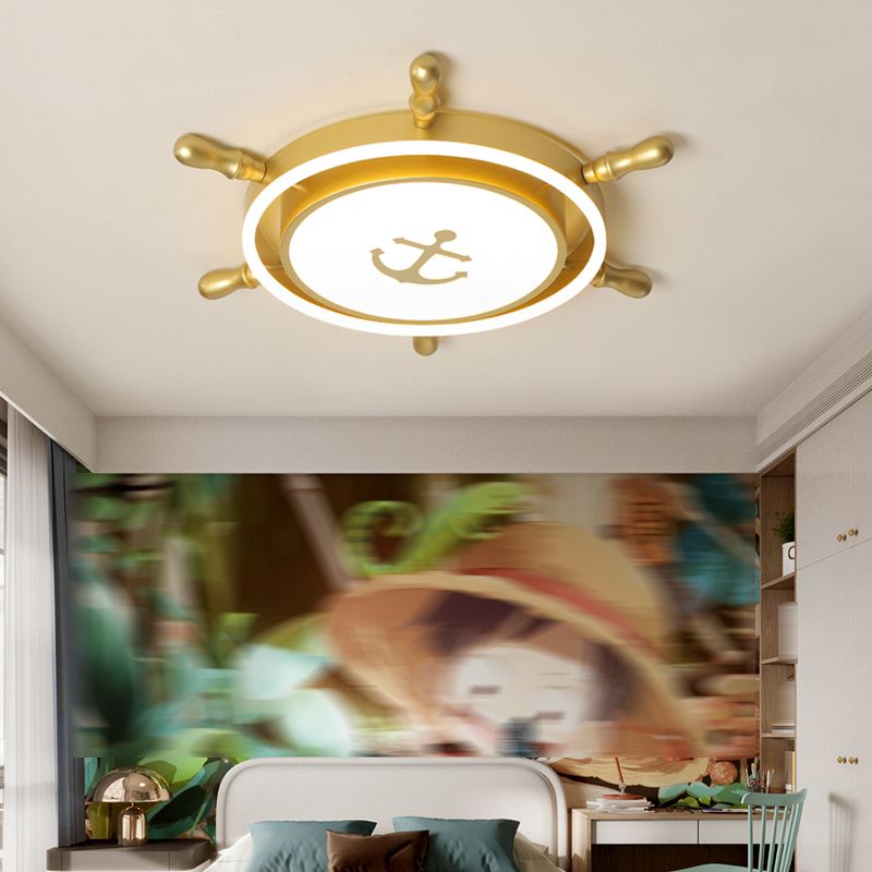 Plafonnier de navigation moderne en métal à 2 lumières pour chambre d'enfant