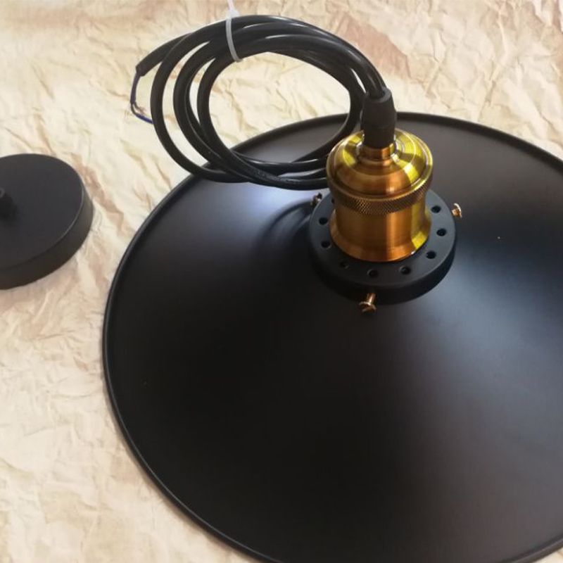 Cono nero a ciondolo singolo luce in stile retrò industriale lampada sospesa per sala da pranzo