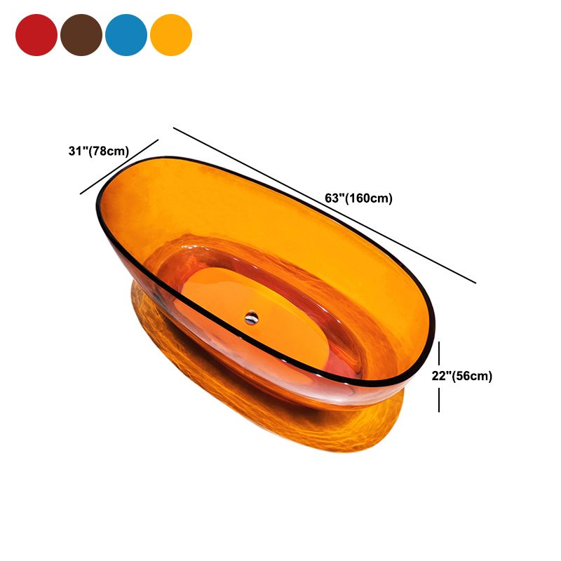 Modern Soaking Freestanding Tub Colorful Oval Bathtub for Home