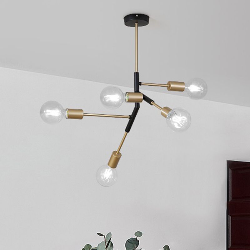 Modern gestapelde hangende hanglamp metaal en glas 5 lichten gouden kroonluchter voor slaapkamer