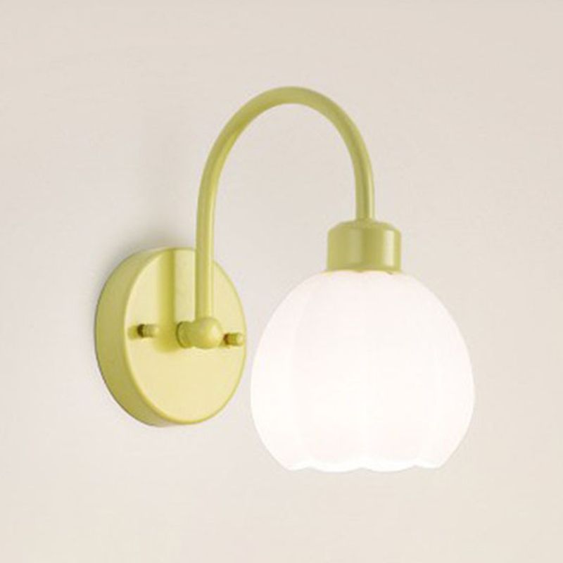 Glass Bowl Shape Sconce Light Modern-Style 1 Light Wall Light Fixtures in Green