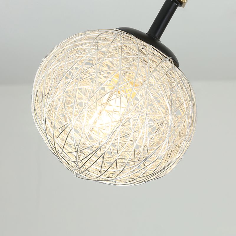 Handgeweven bal semi-inbouwlamp Modern 1-kops plafondinbouw in gouden afwerking