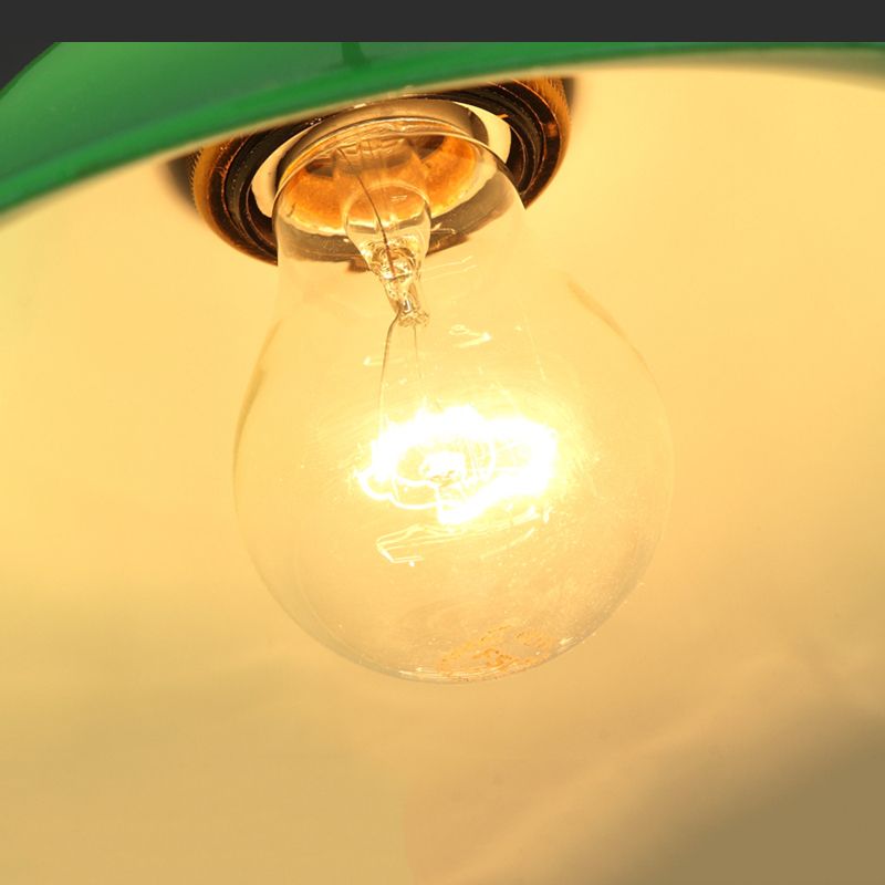 Green 1 Light Bell Pendant Lamp Vintage Industrial Glass Hanging Lamp for Living Room