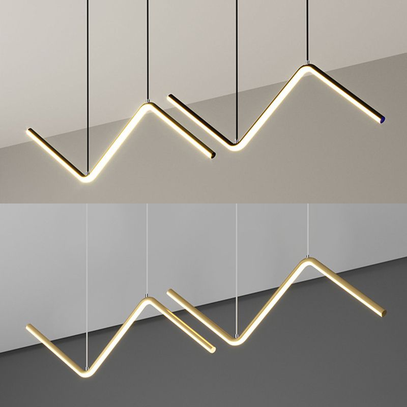 Polyline Island Chandelier Lights Simplicity Aluminum Chandelier Lighting Fixtures for Dining Table