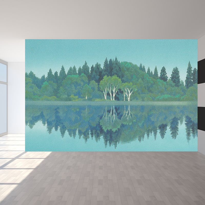 Blue Riverside Woodland Mural Wallpaper Botanical Contemporary Stain Resistant Wall Art