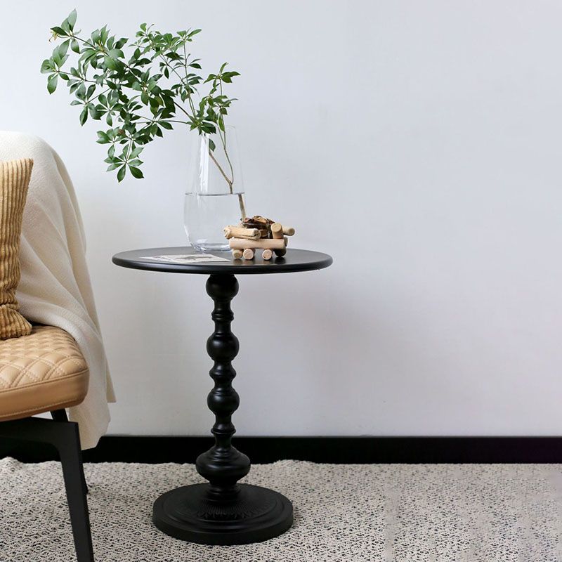Mid-Century 20.47" Tall Round Top Side Table Metal Pedestal End Table