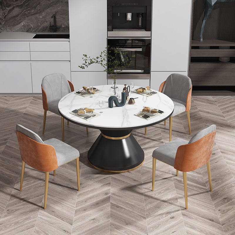 Glam 1/5/7 Pieces Dining Set Round Stone Dining Table for Dining Room