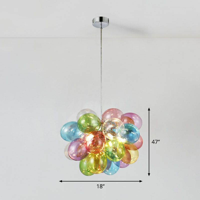 Palloncini per bambini lampadario lampadario multicolore in vetro a led lampada appesa in acciaio inossidabile