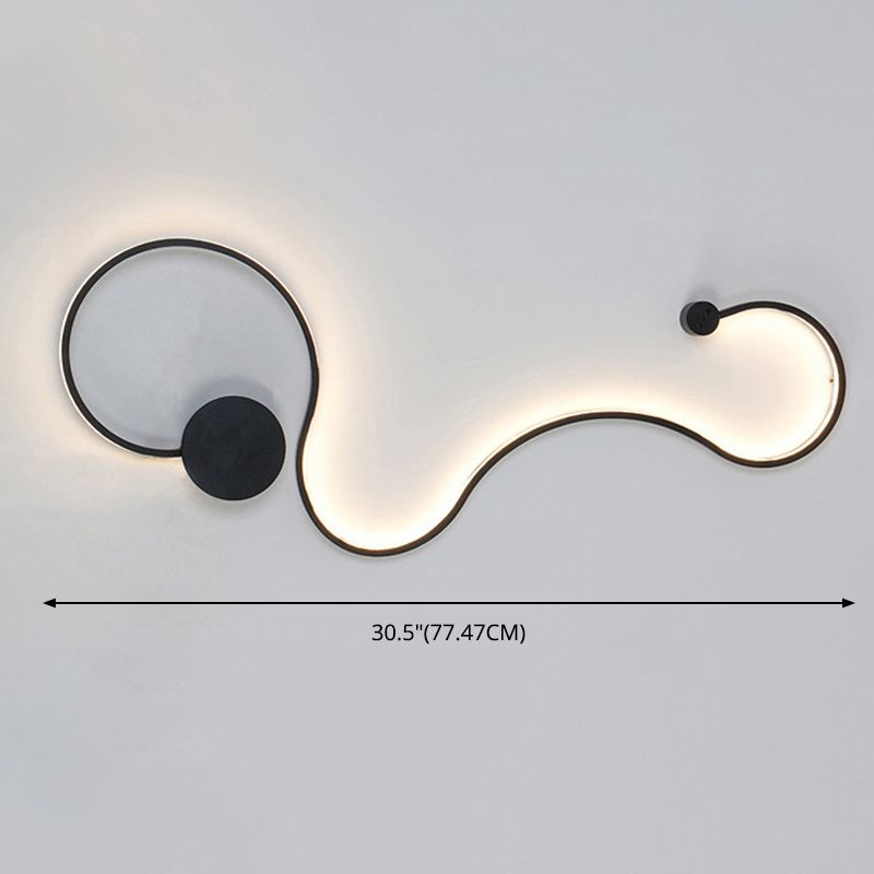 Modern Creative Simple Curved Aluminum LED Black Wall Lights