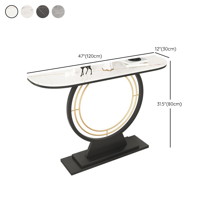 Contemporary Half Moon Console Accent Table Antique Finish Console Sofa Table