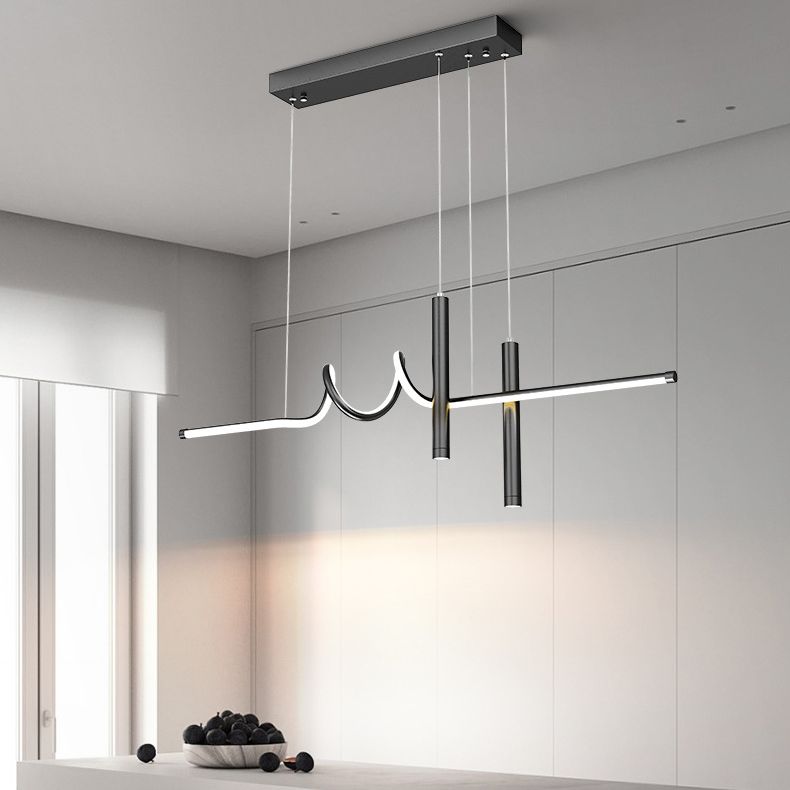 Metal Linear Shade Island Pendant Modern Style Multi Light Island Lighting for Living Room