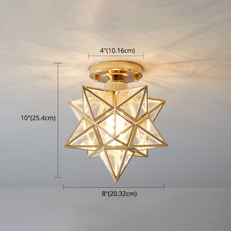 Ster semi-inbouw plafondlamp Koloniale metalen plafondmontage kroonluchter voor gang