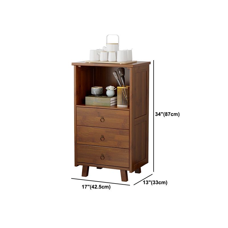 Mid-Century Modern Accent Chest with Drawers and Shelf in Brown