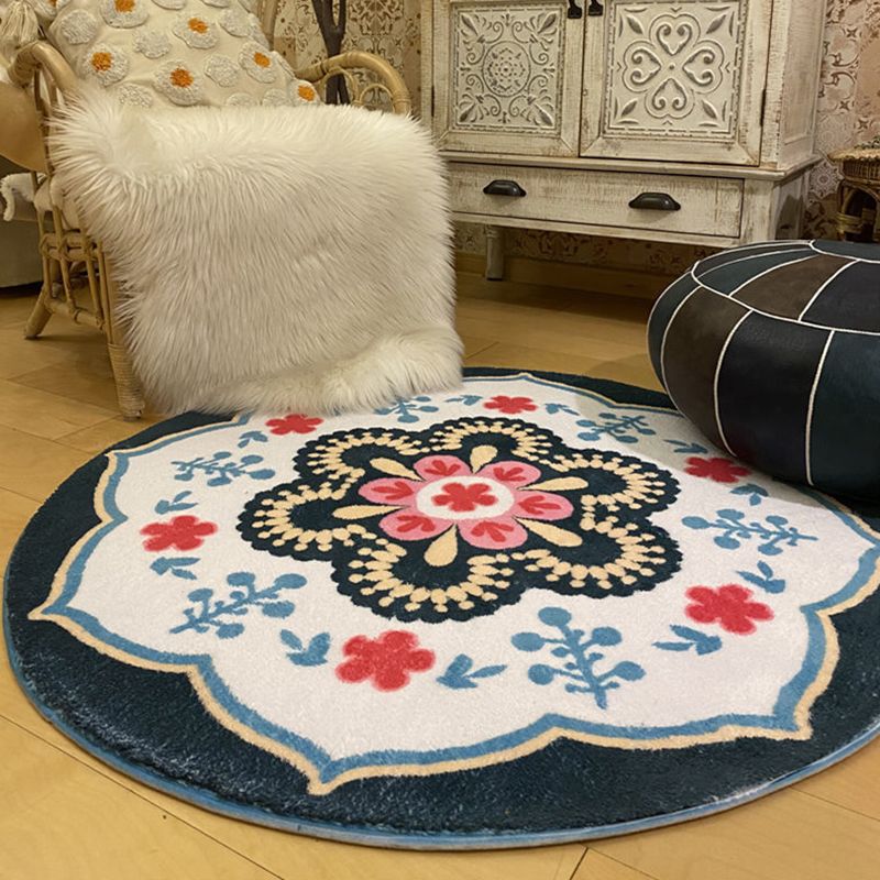 Black Bohemian Rug Polyester Graphic Rug Non-Slip Backing Rug for Drawing Room