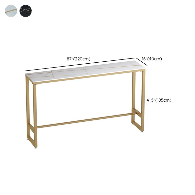 Rectangle Sintered Stone Bar Table Gold and Metal Base Bar Table for Kitchen Living Room