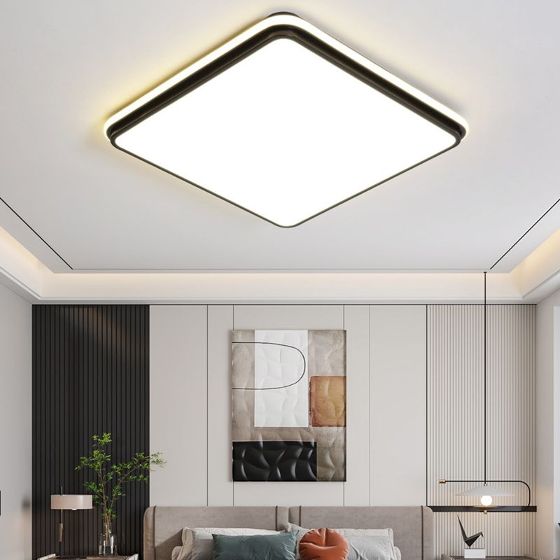 Geometric Flush Mount Fixture Contemporary Metal Flush Light in Black