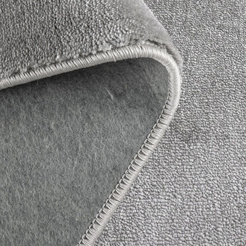 Grey Living Room Area Carpet Solid Color Polyester Area Rug Stain Resistant Easy Care Rug