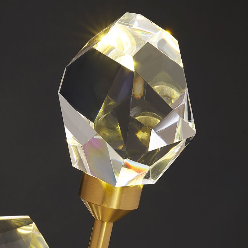 Modern Brass Wall Light 2 Lights Wall Sconce with Crystal for Living Room