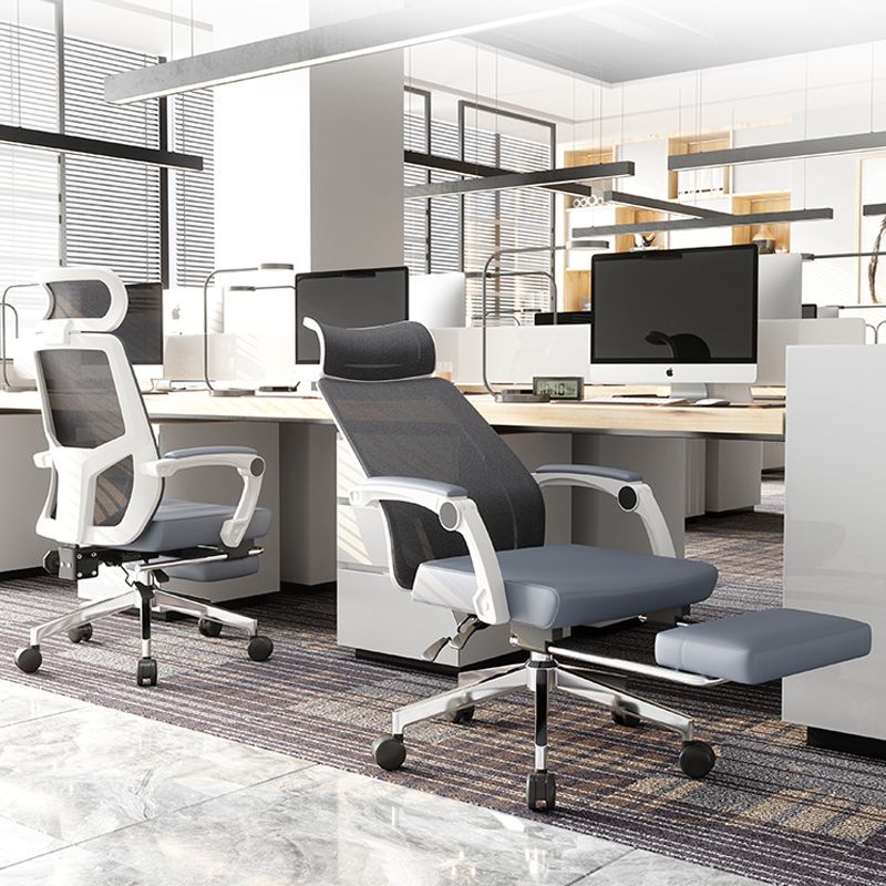 Modern Swivel Office Chair Padded Arms Mesh Back with Headrest Chair