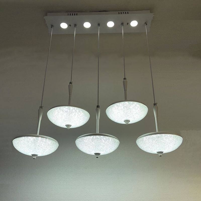 Ombre parapluie Multi Pendant Light Modern Style Crystal 5 lumières blanches Lumière suspendue pour la salle à manger de cuisine