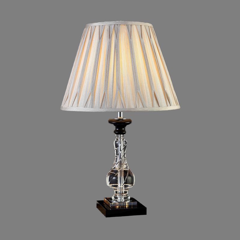 Fabric Tapered Shade Task Lighting Modern 1 Head Grey Nightstand Lamp for Bedroom